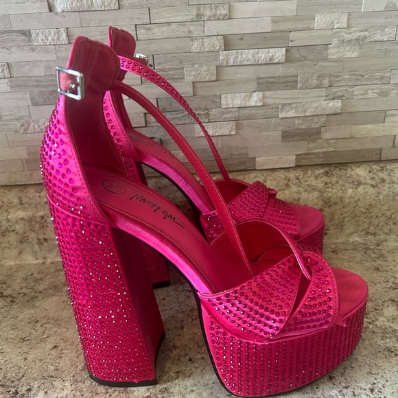 Pink Rhinestone Platform Heels - Picture 2 of 7